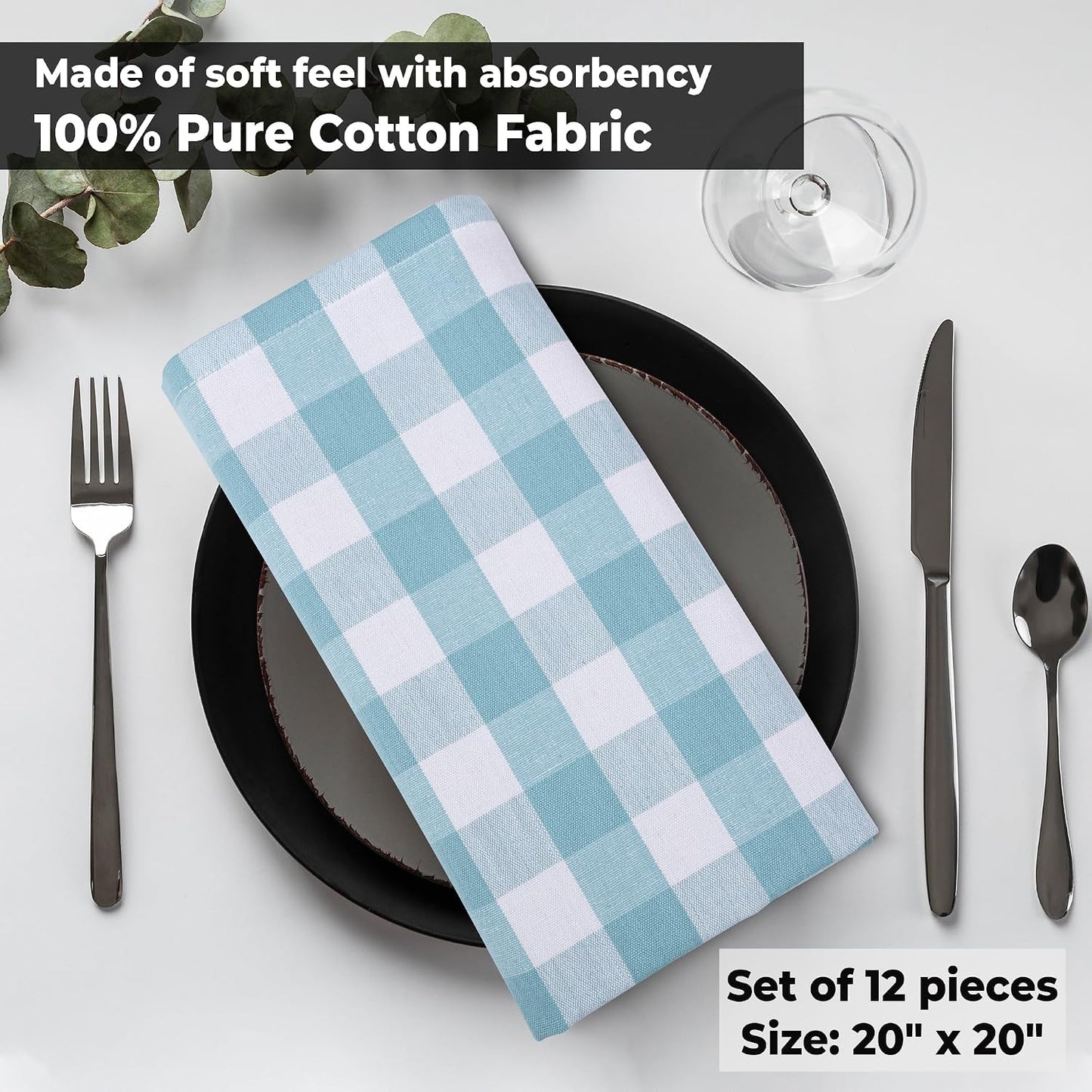 Urban Villa Cloth Napkins Cotton 20x20 (Set of 6) Aqua