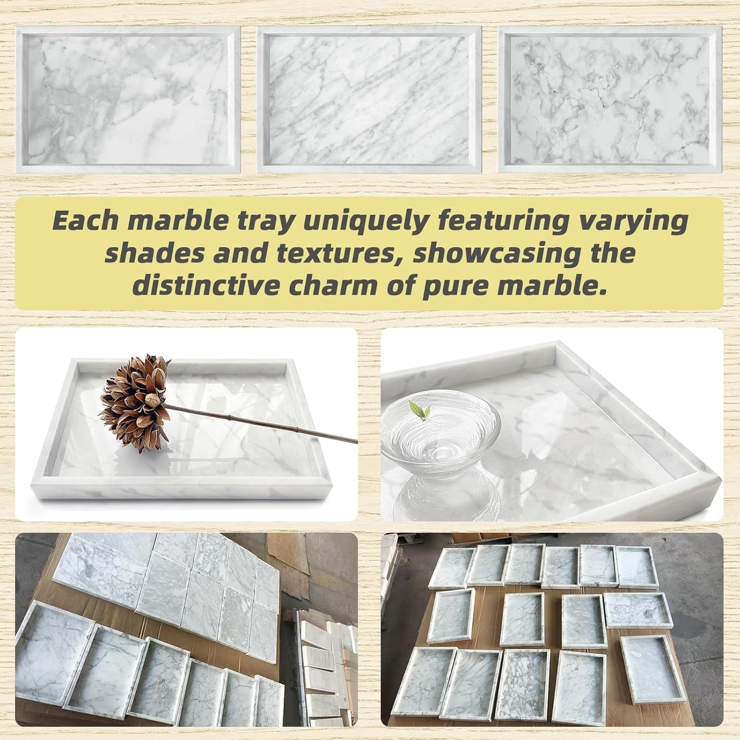 Natural Marble Vanity Tray / Carrara White