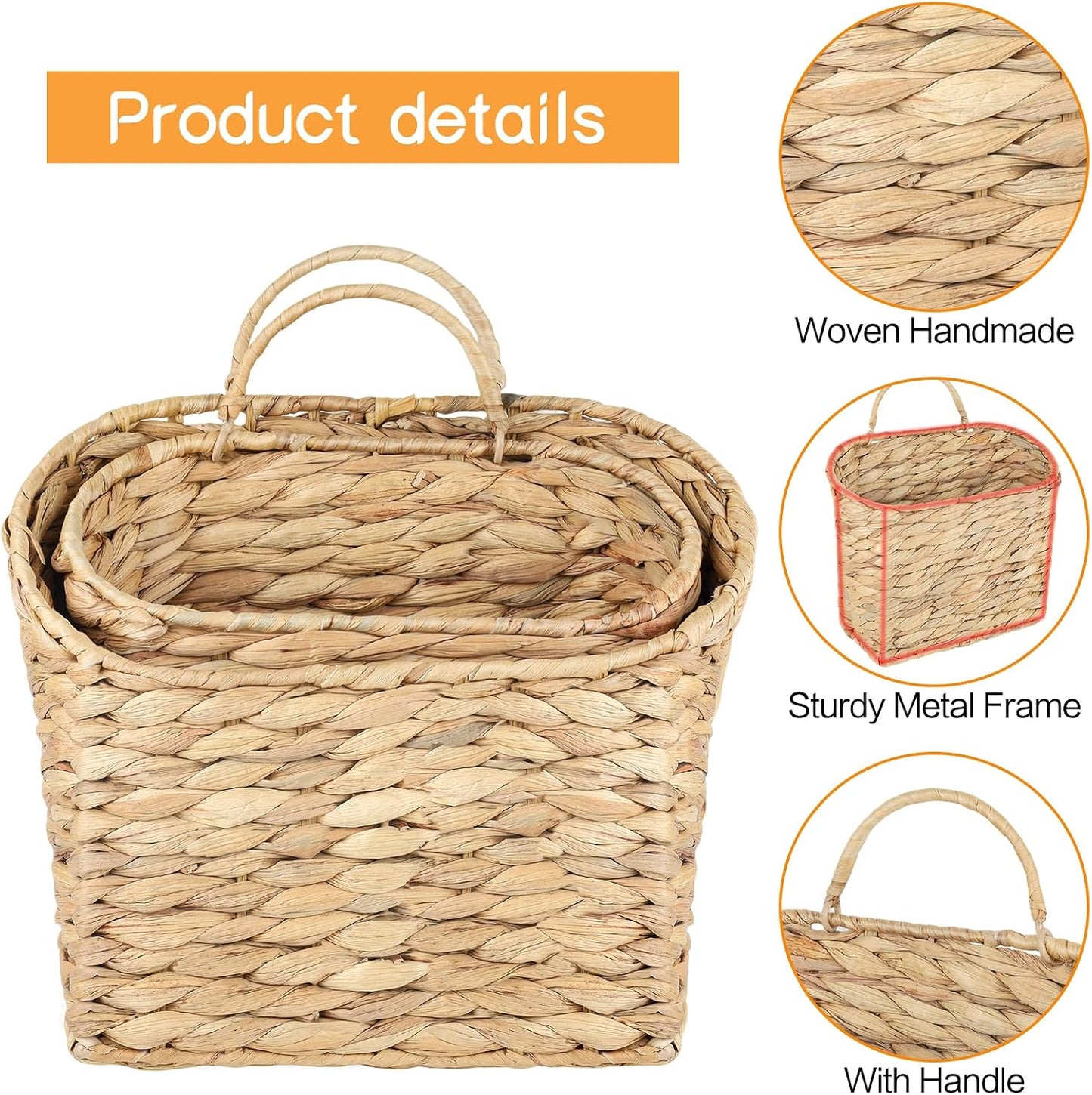 Wicker Hanging Baskets Water Hyacinth / Natural / Set of 2
