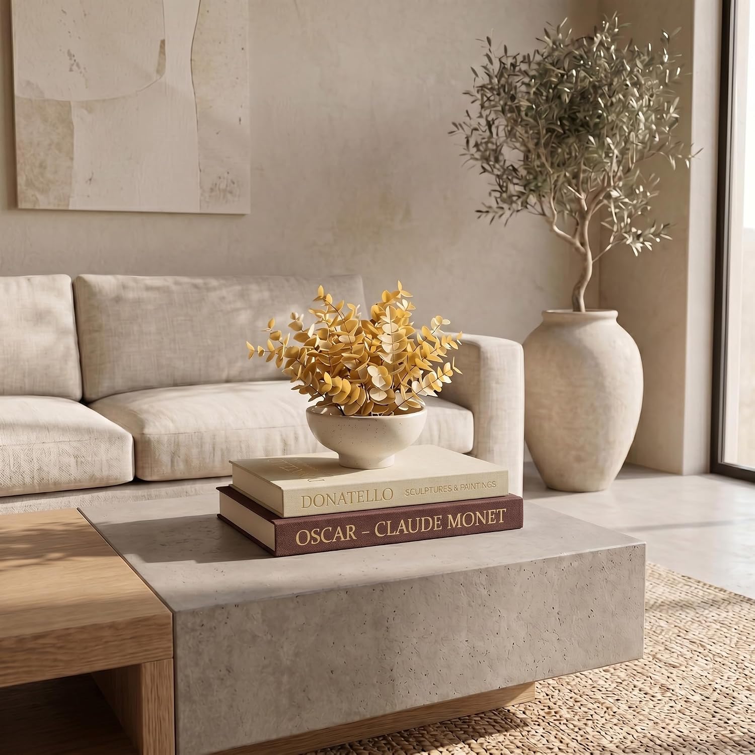 Faux Books for Decoration / Brown - Beige / Set of 2
