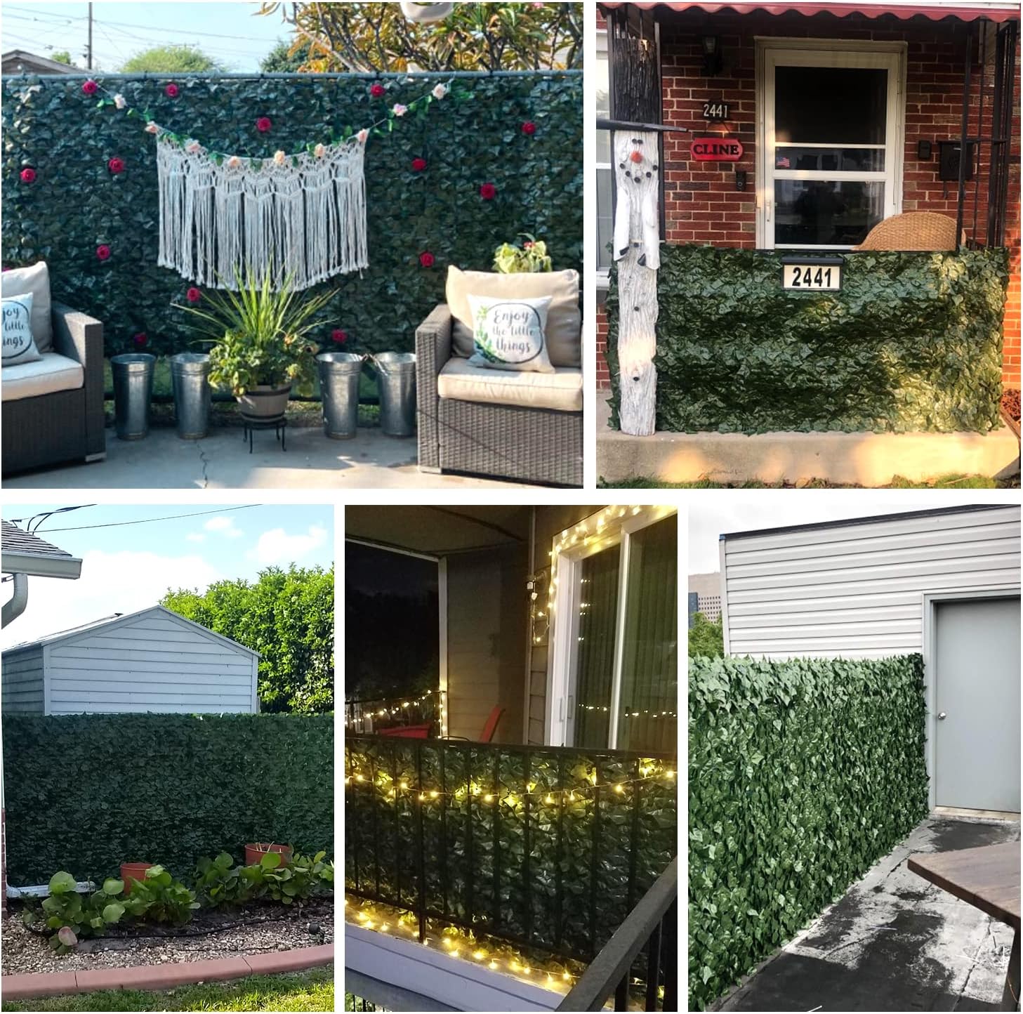 Artificial Leaf Fence Cover for Balcony Outdoor Decor / 39 x 117 / Light Green / Set of 3