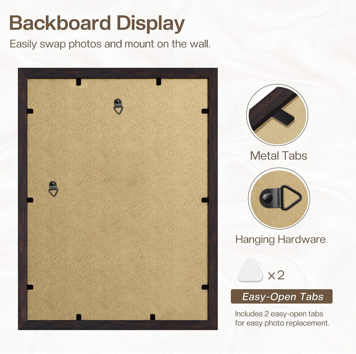 12x16 Picture Frame 3 Pack, Wall Mount Display, Walnut Wood Grain | Fits 12x16 Photos or Posters, Shatterproof Cover