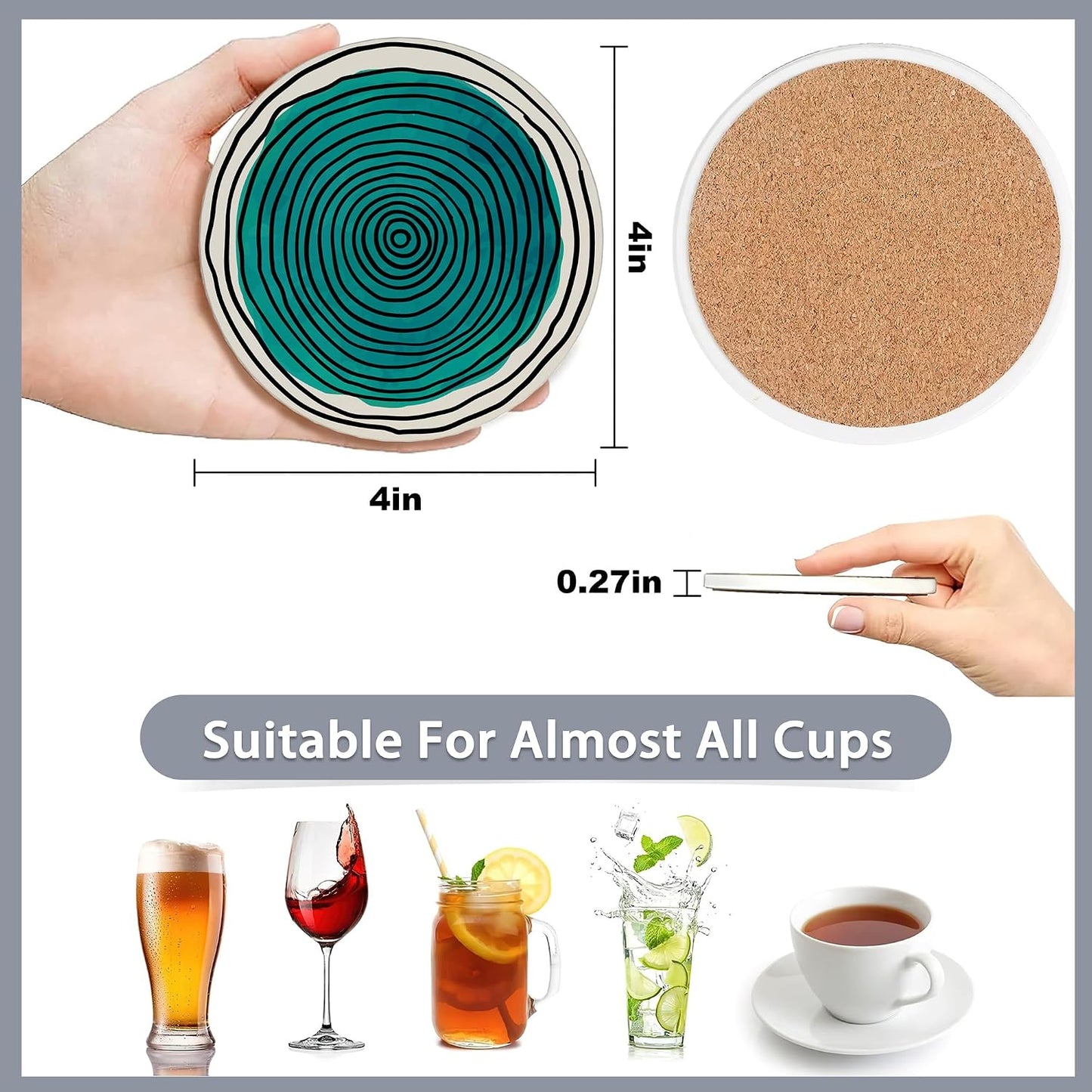 Holder / Coasters for Drinks / Abstract Art Minimalist / Set of 6