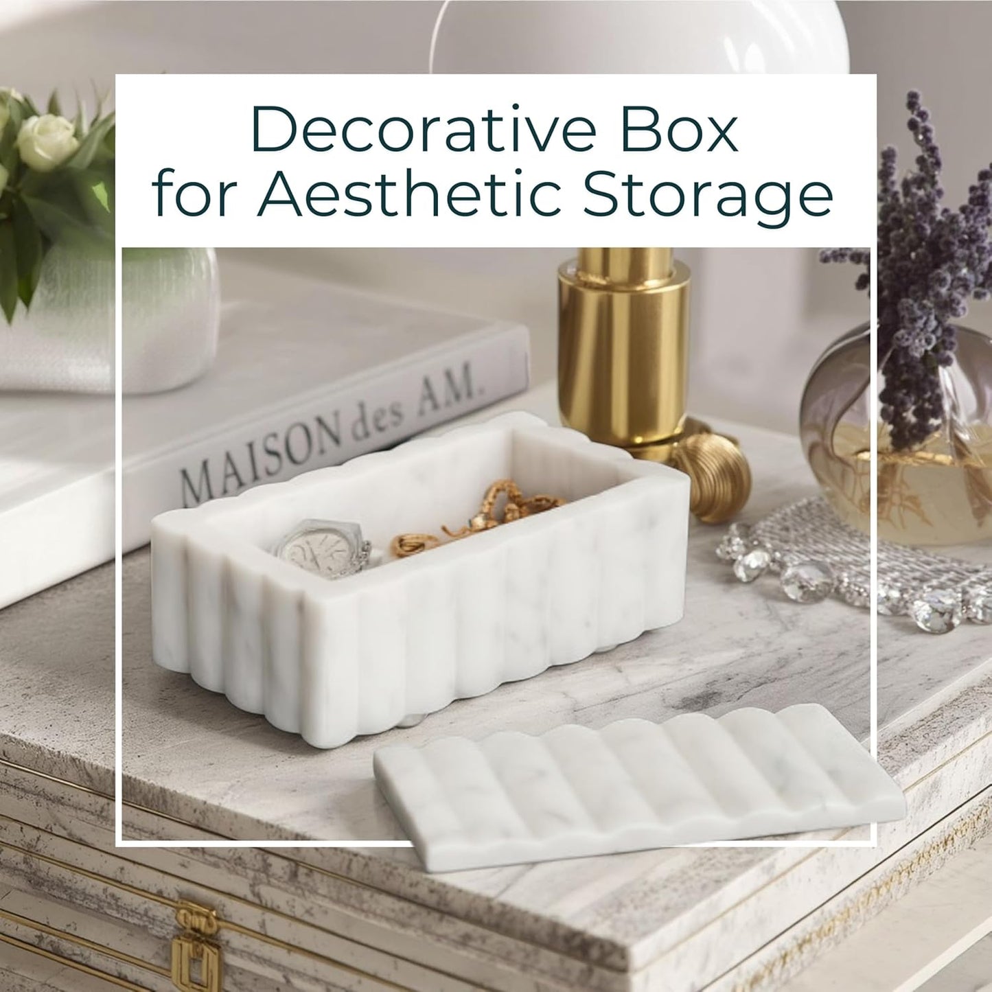 Sculpted Fluted Home Organizer Keepsake Boxes for Jewelry