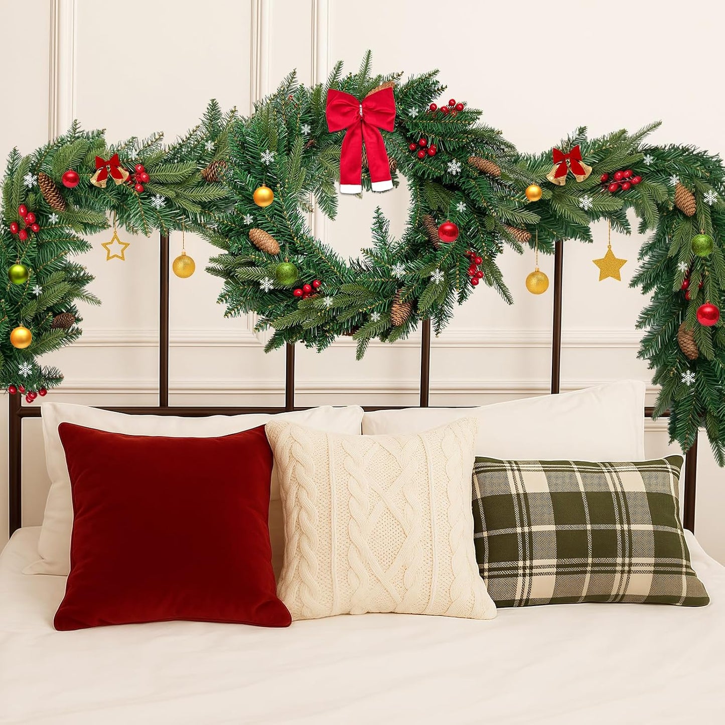 Winter Decor Artificial Norfolk Pine Christmas Garland, 6FT | Cedar Eucalyptus Greenery Realistic Tree for Mantel