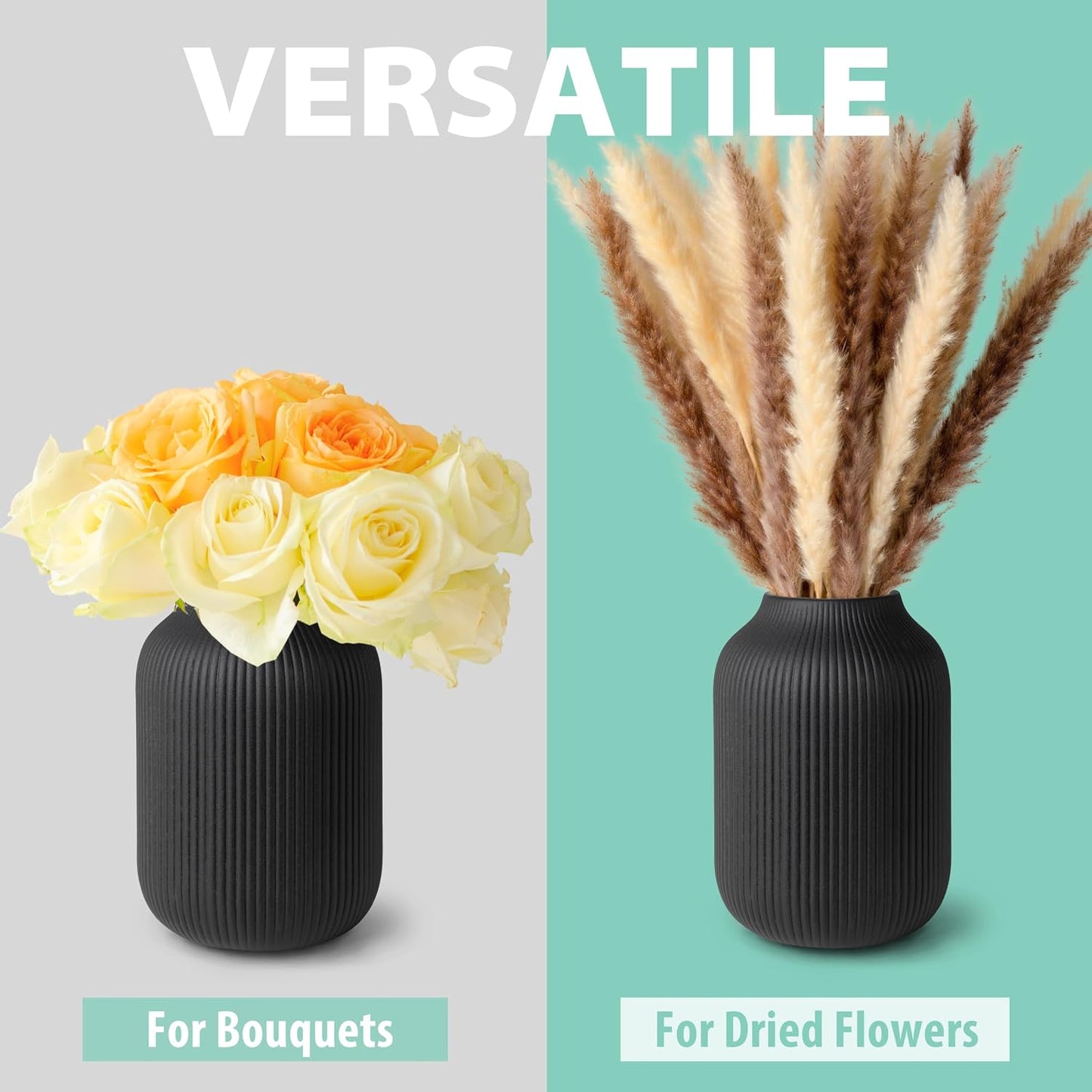 Ceramic Vase / Dried Flowers / Black