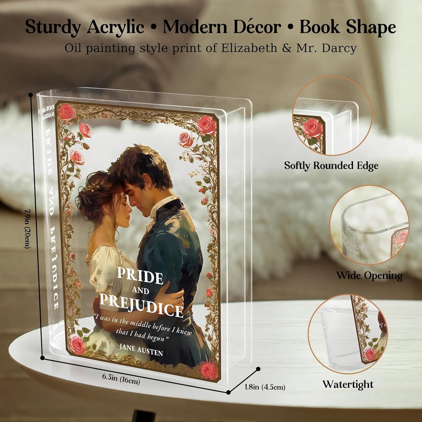 Acrylic Book-Shaped Flower Vase / Pride and Prejudice