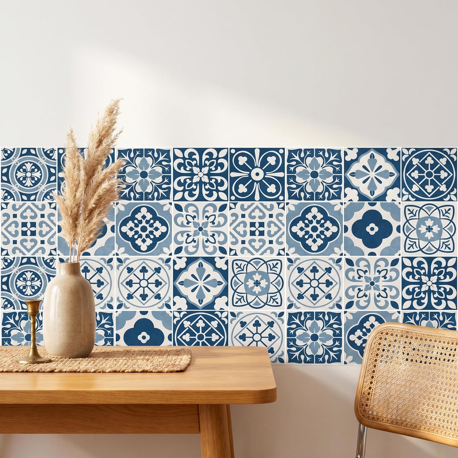 Mediterranean Tile Stickers / Blue / 4 x 4 / Set of 30
