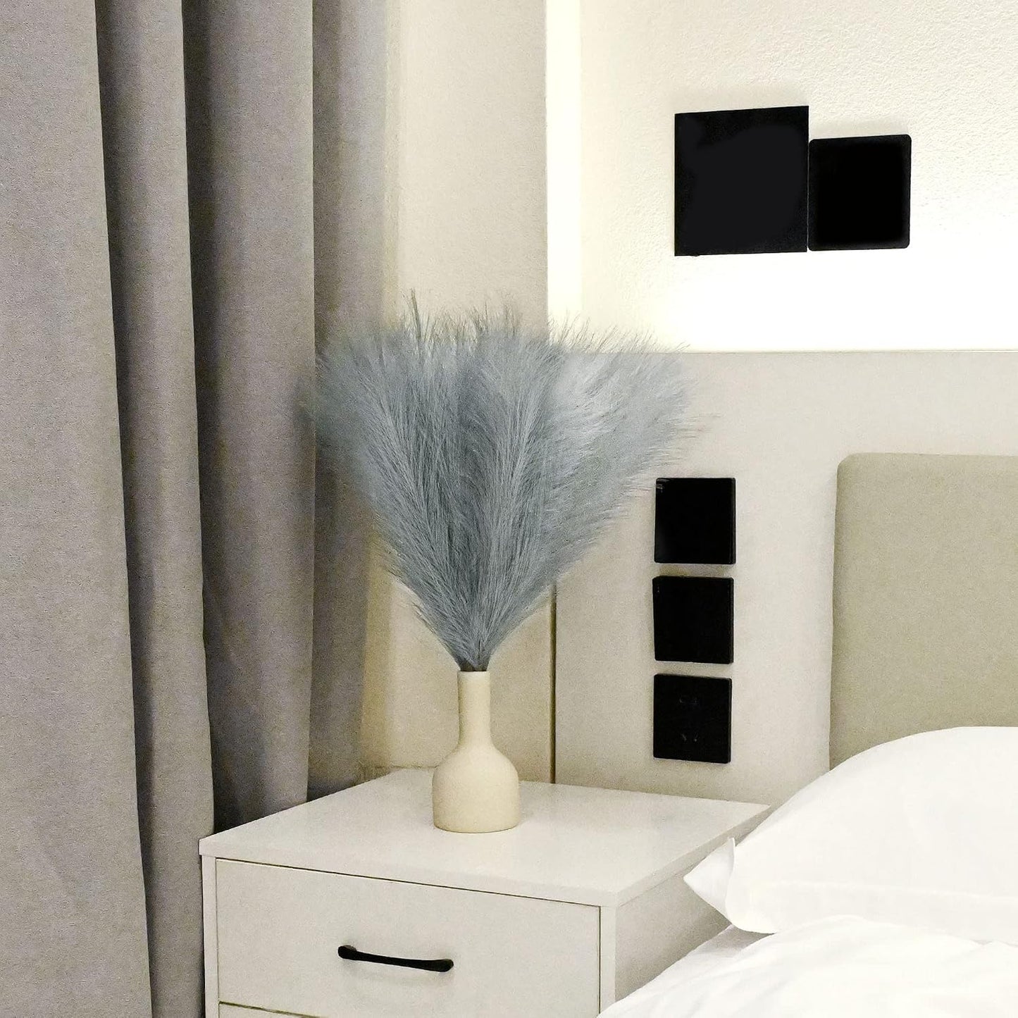 Faux Pampas Grass Arrangement / E2- Grey / Set of 6