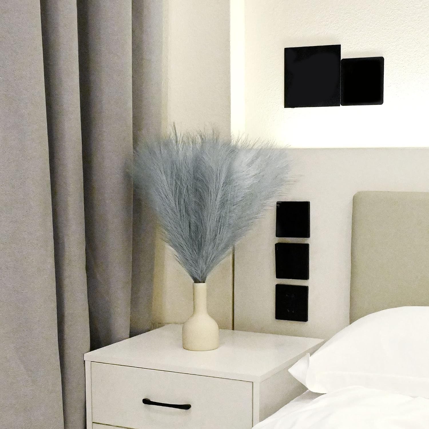 Faux Pampas Grass Arrangement / E2- Grey / Set of 6