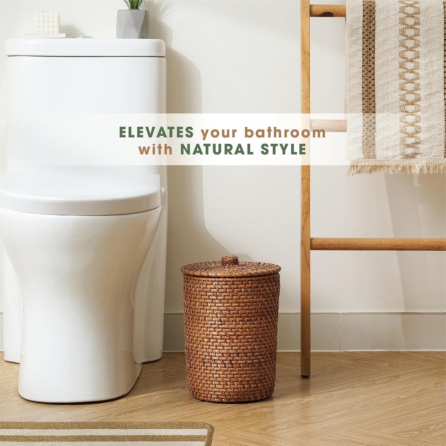 Wicker Trash Can / Brown / 2 Gallon