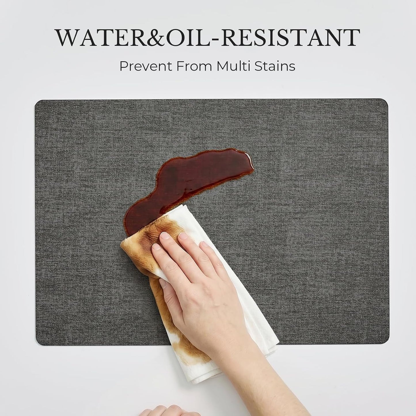 Romanstile Vinyl Placemats Set of 8, Reversible Faux Leather Heat Resistant Wipeable Table Mats, Waterproof Washable