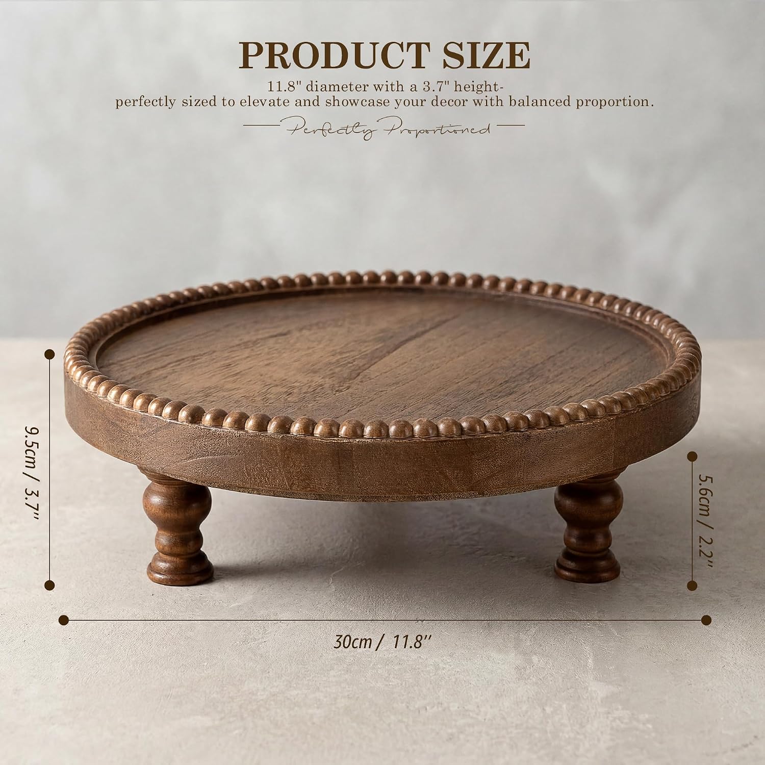 Beaded Pedestal Tray Stand for Plant Stand / Brown