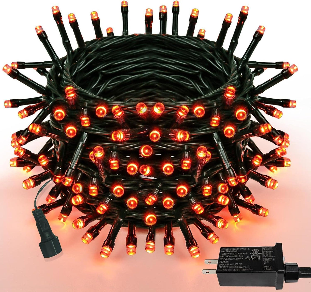 75.8FT 200 LED Extendable Orange Halloween String Lights Indoor Outdoor