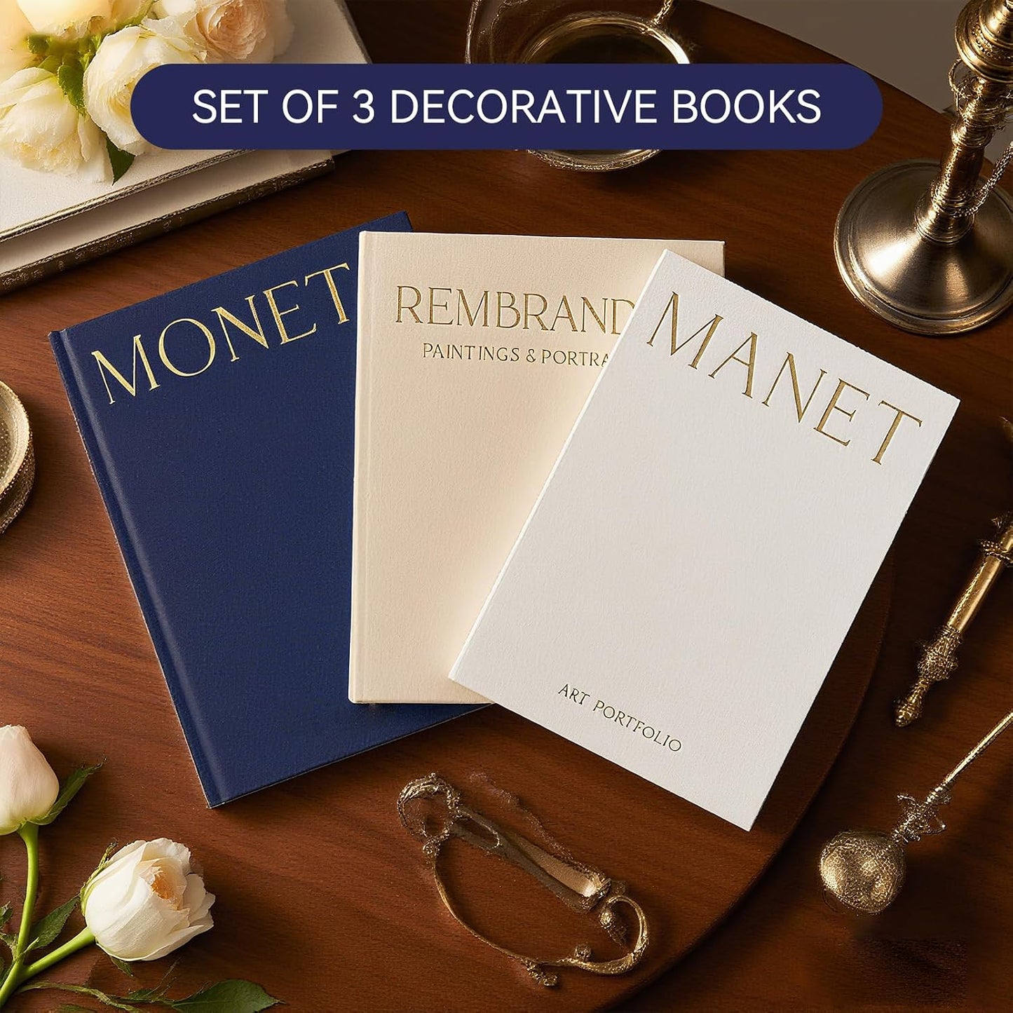 Decorative Faux Books / Dark Blue-beige-white / Set of 3