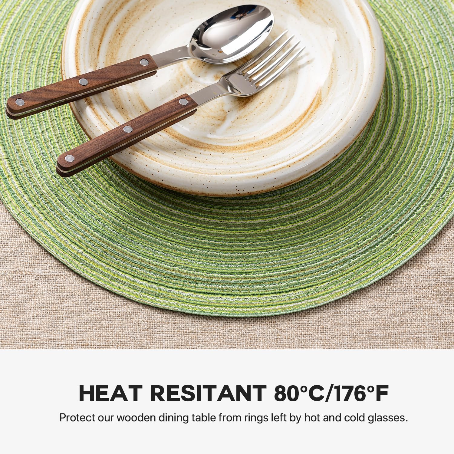 BARoyal Round Placemats Set of 12 Woven Placemats Washable Braided Table Mats for Dining Table Heat Resistant Non-Slip