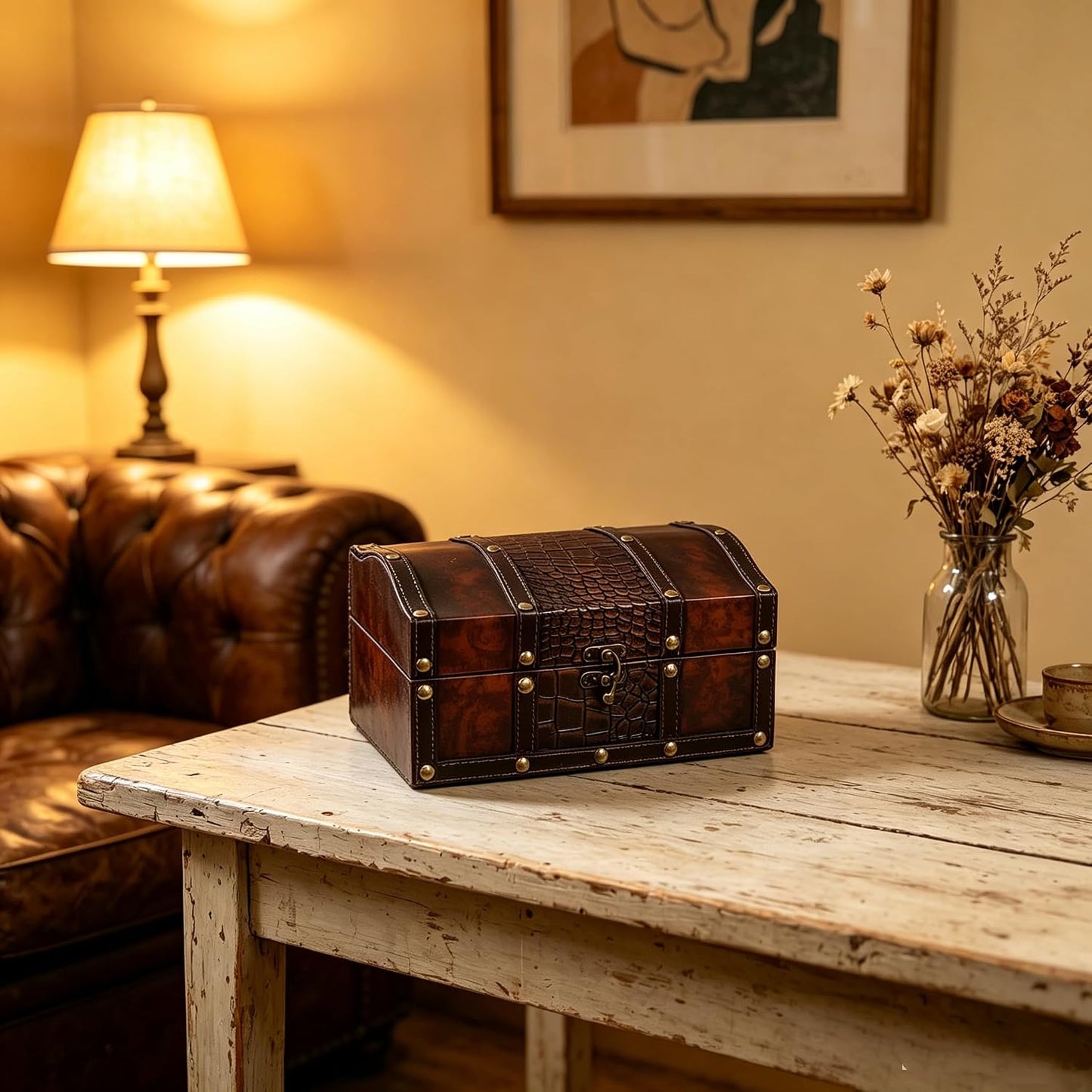 Decorative Wooden Storage Box / Brown / 9 Inch