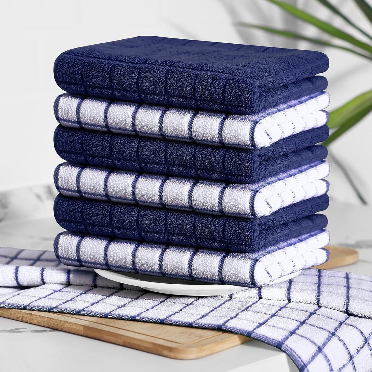Homaxy Large Premium Cotton Kitchen Towels 16"x 28", 8 Pack, Dusty Blue | Natural Ring Spun 390 GSM Dish Towels, Super