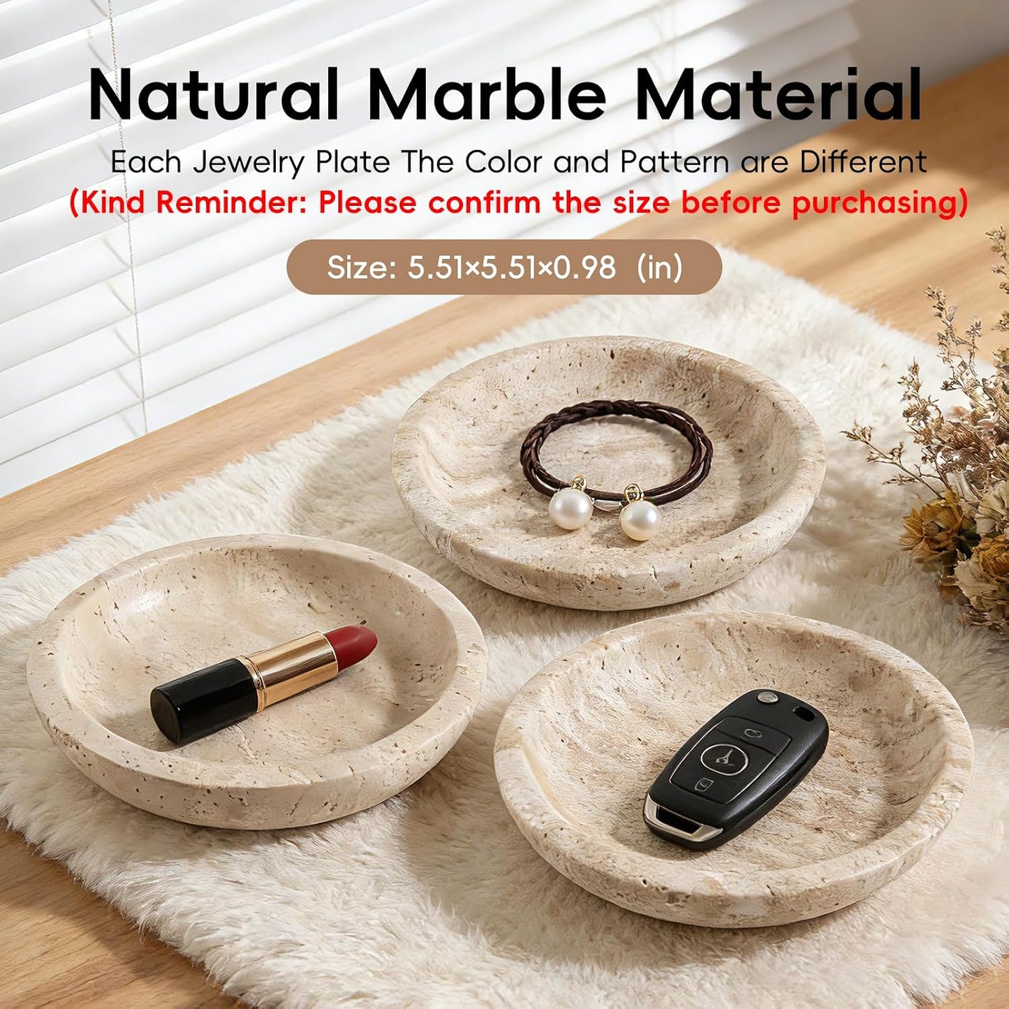 Round Decorative Vanity Tray for Jewelry / A1 / Natural / 5.5 x 5.5