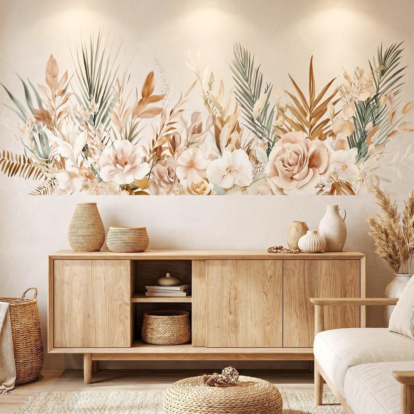 Boho Floral Flowers Wall Decals Peel and Stick / Boho, Modern, Contemporary, Minimalist, Farmhouse