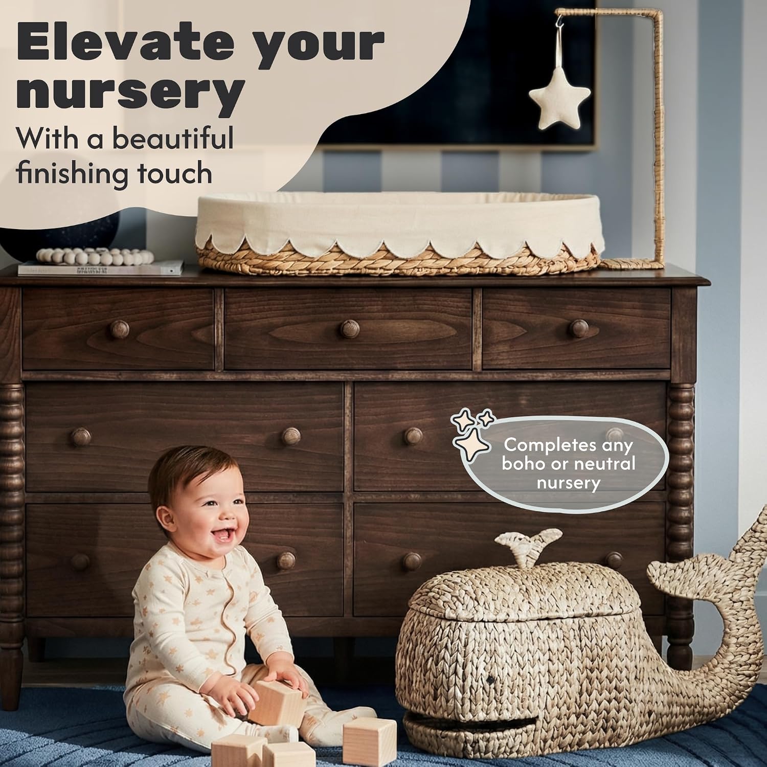 Scalloped Changing Basket for Baby Dresser