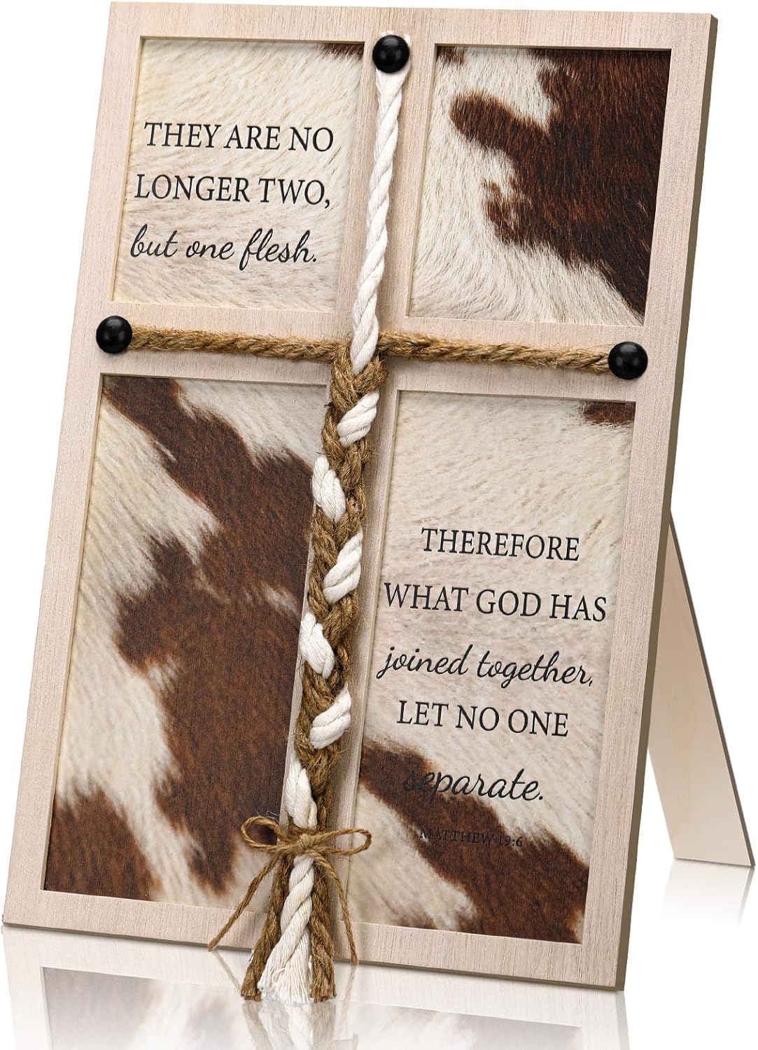 a Cord of Three Strands Wedding Ceremony Sign Unity Rope Cross Sign / Cowhide Printed / 10 x 15