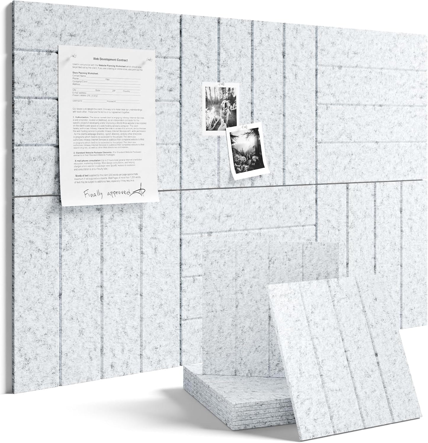 Fluxynara 36" x 24" Large Felt Bulletin Board, Light Gray
