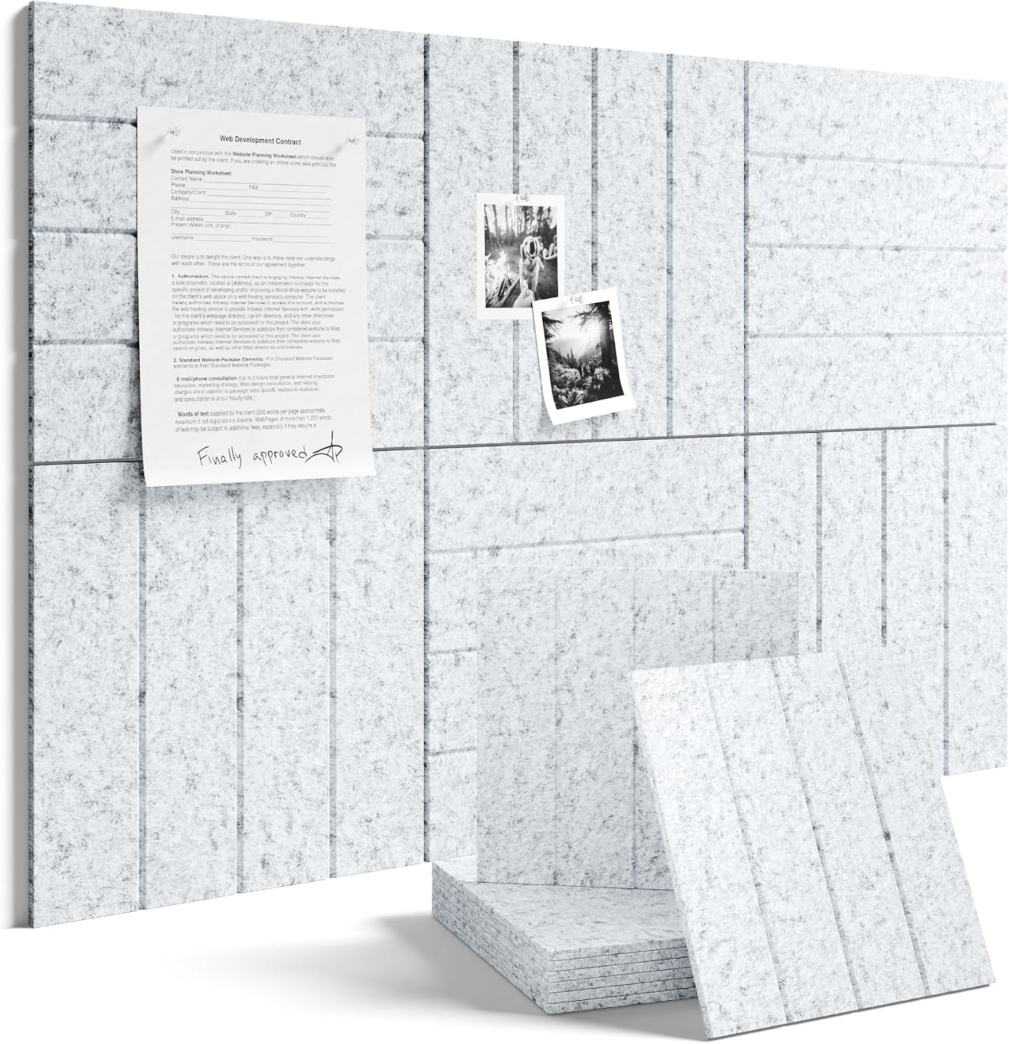 Fluxynara 36" x 24" Large Felt Bulletin Board, Light Gray