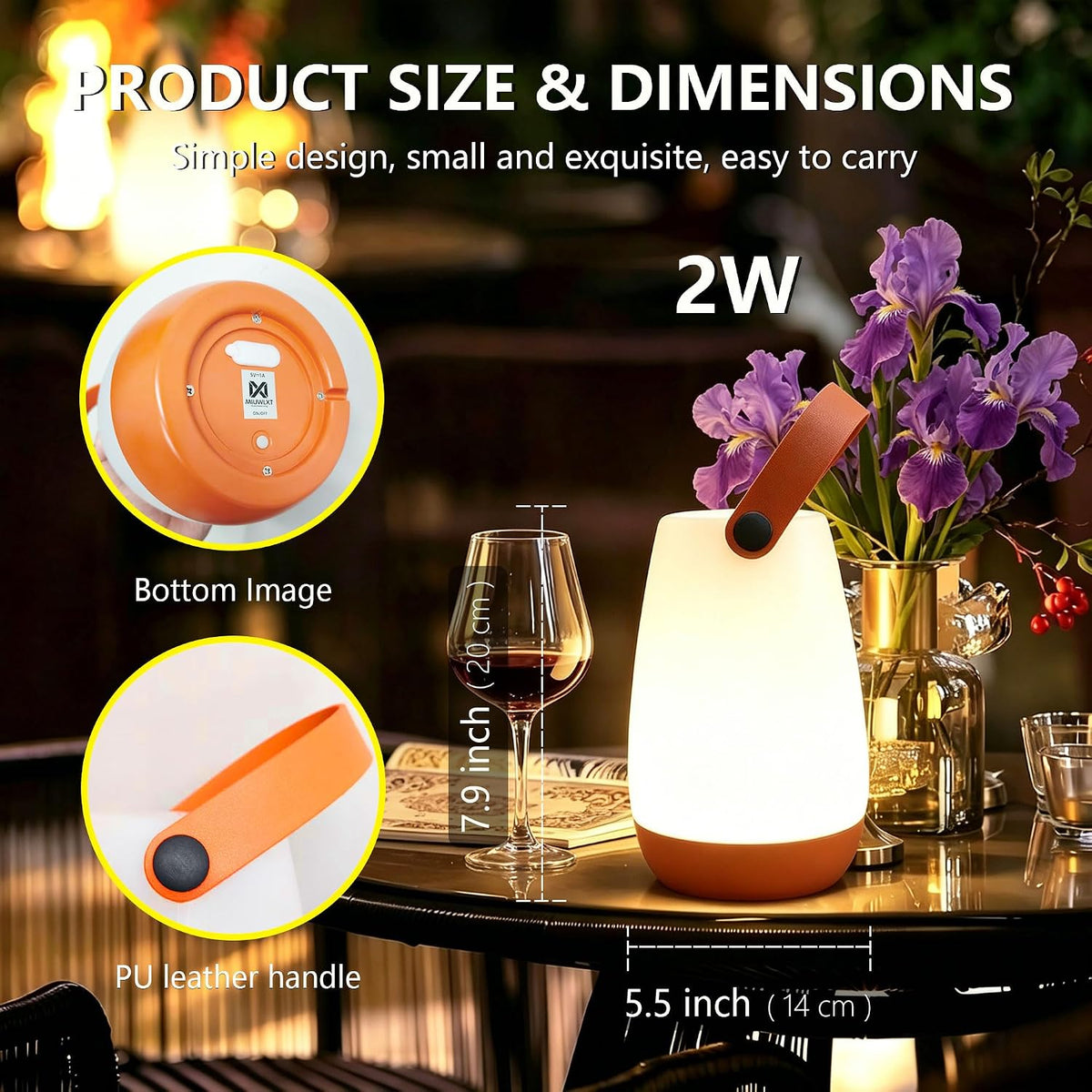 2-Pack Portable Outdoor Table Lamp,USB Rechargeable and RGB Light | IP44 Waterproof, Remote Control,Portable with