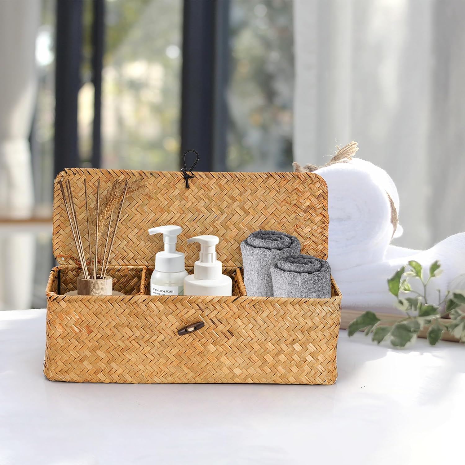 3 Compartment Storage Woven Basket