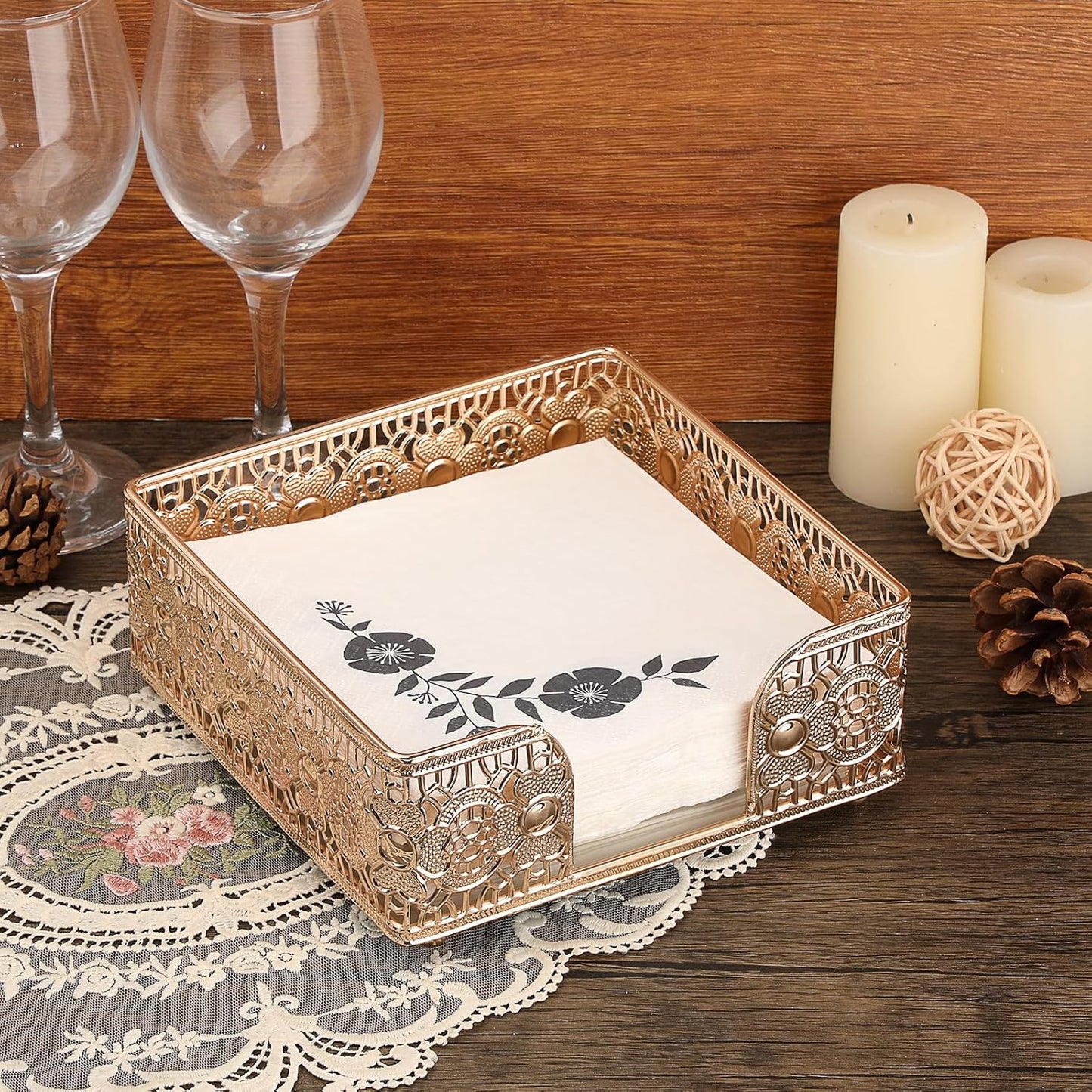 Luncheon Napkin Holder / Gold / 7.3 x 7.3 / Inch/luncheon