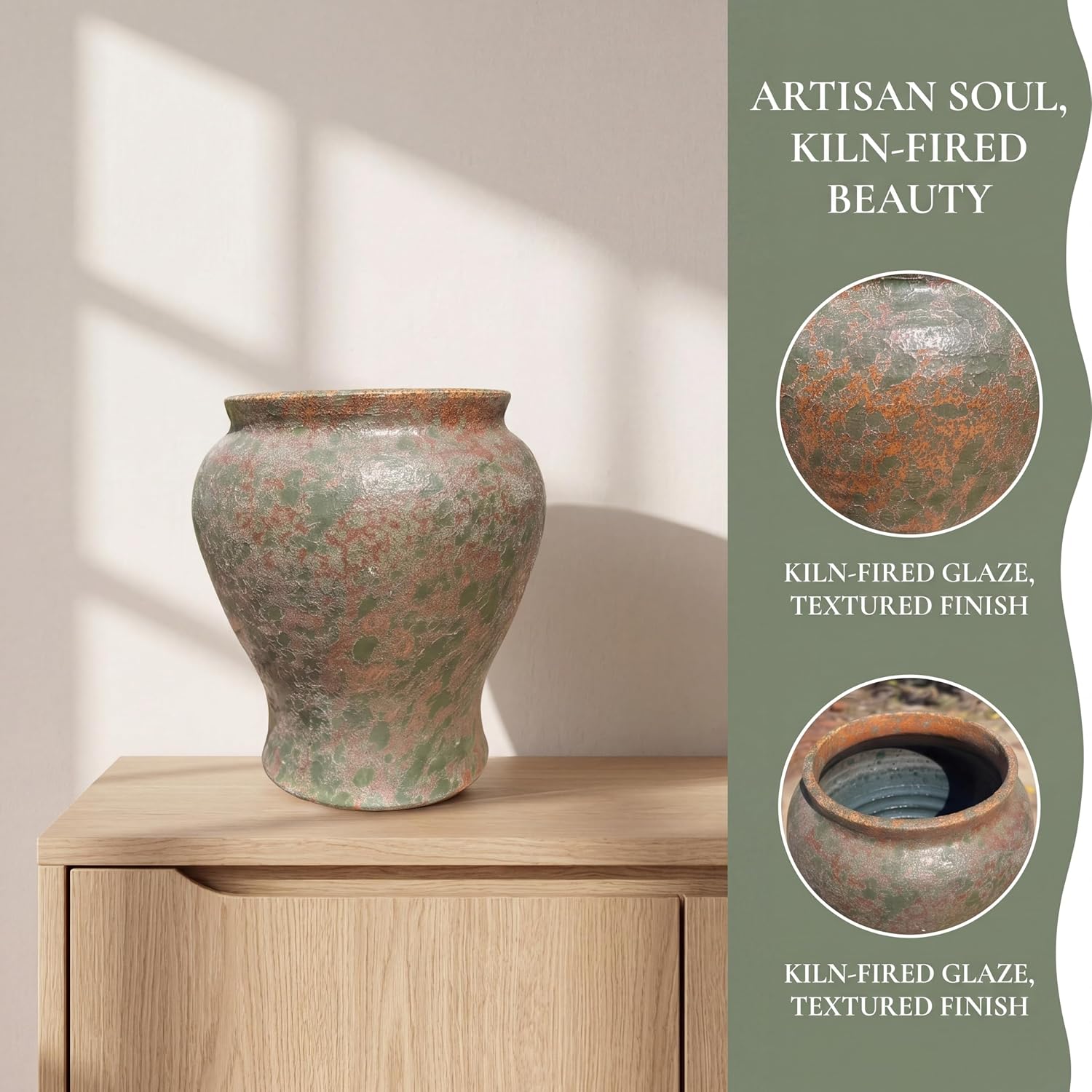 Rustic Ceramic Vase / Copper Bronze Brown / 6.7 Inch
