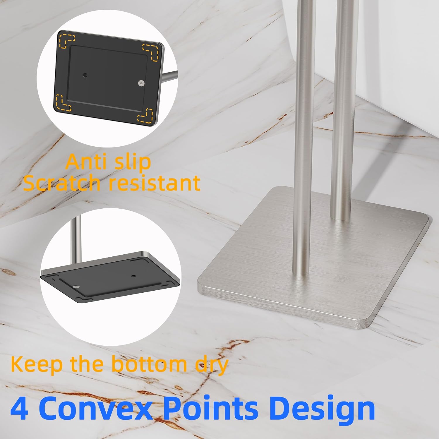 RUACQ Bathroom Toilet Paper Holder Stand with Storage, Brushed Nickel | Pivoting Free Standing Toilet Roll Holder