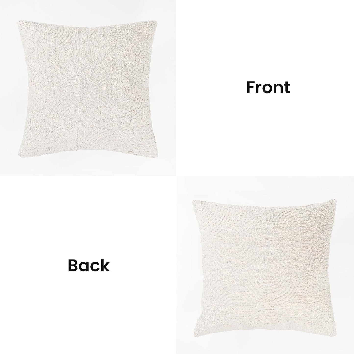 Boho Decorative Textured Throw Pillow Covers / Beige / 20 x 20 / Set of 2