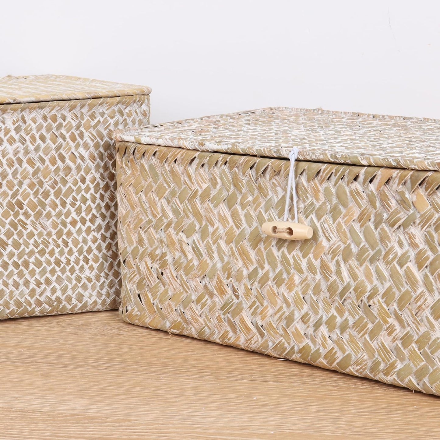 FEIALNDUO Wicker Shelf Baskets / Small / Whitewash