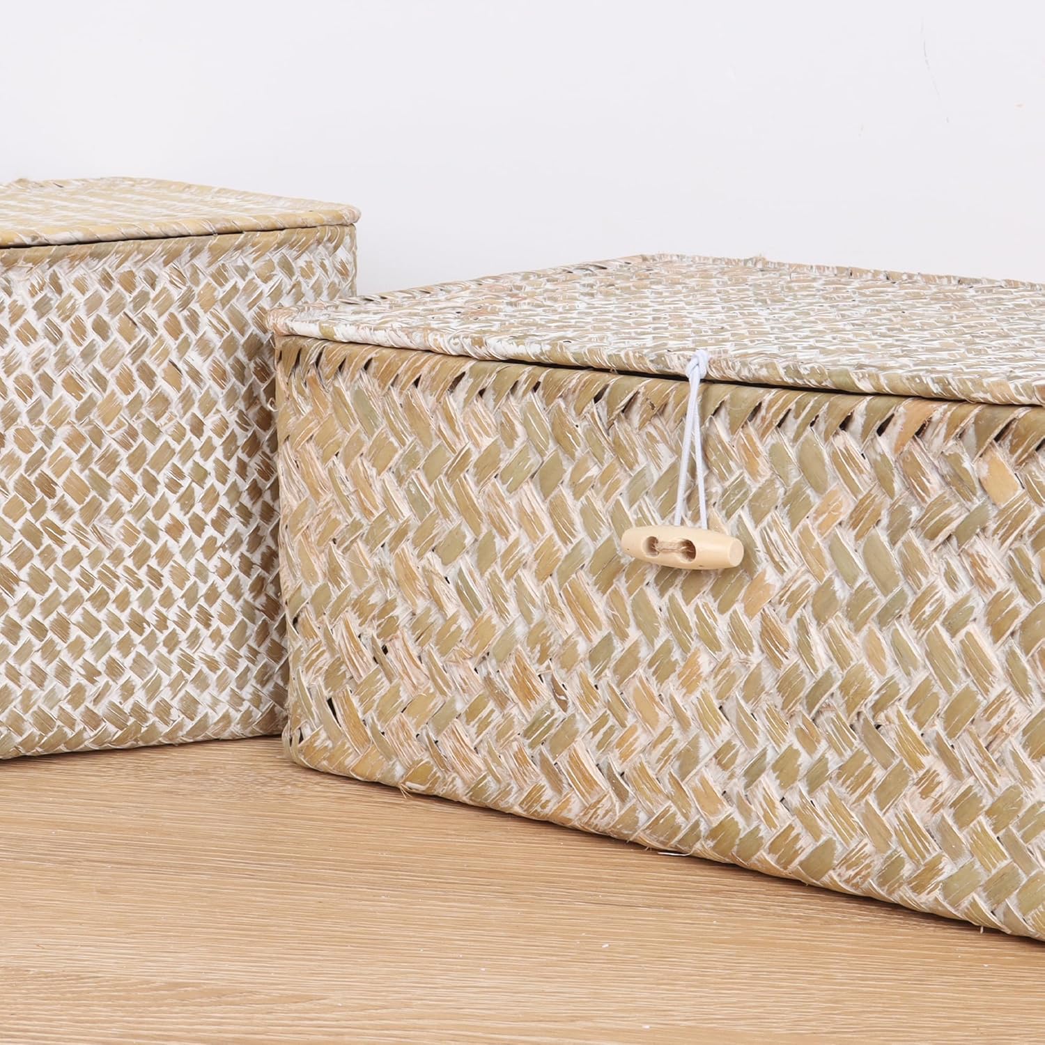 FEIALNDUO Wicker Shelf Baskets / Small / Whitewash