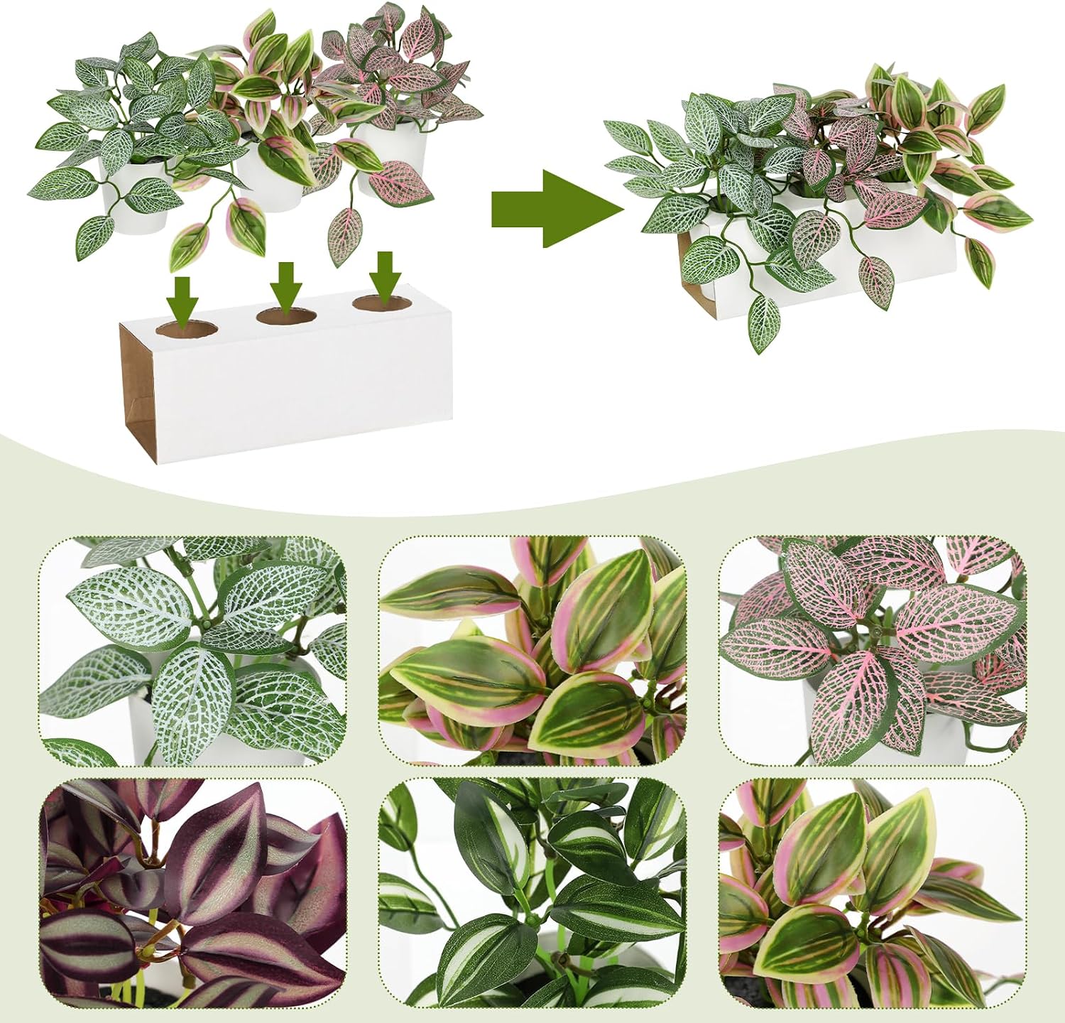 Fake Plants Artificial Plants Indoor Faux Plant / Style 5 / White / Set of 6