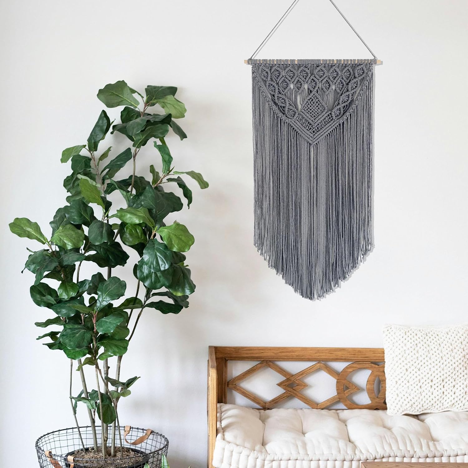 Boho Macrame Wall Hanging / Grey