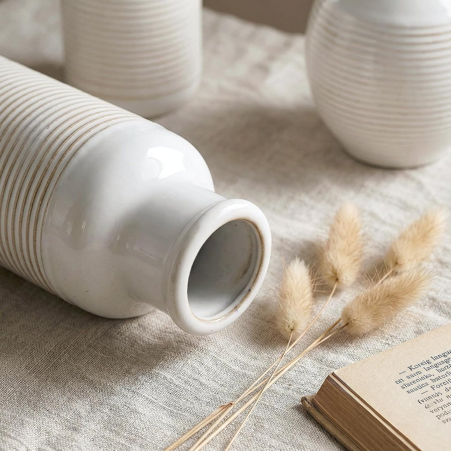 Rustic Farmhouse Vase / White / Set of 3
