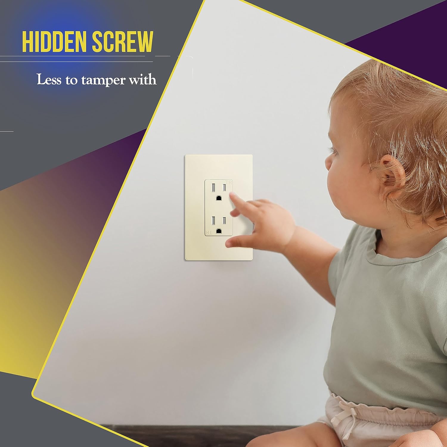 ENERLITES 1-Gang Light Almond Mid-Size Screwless Decorator Wall Plate