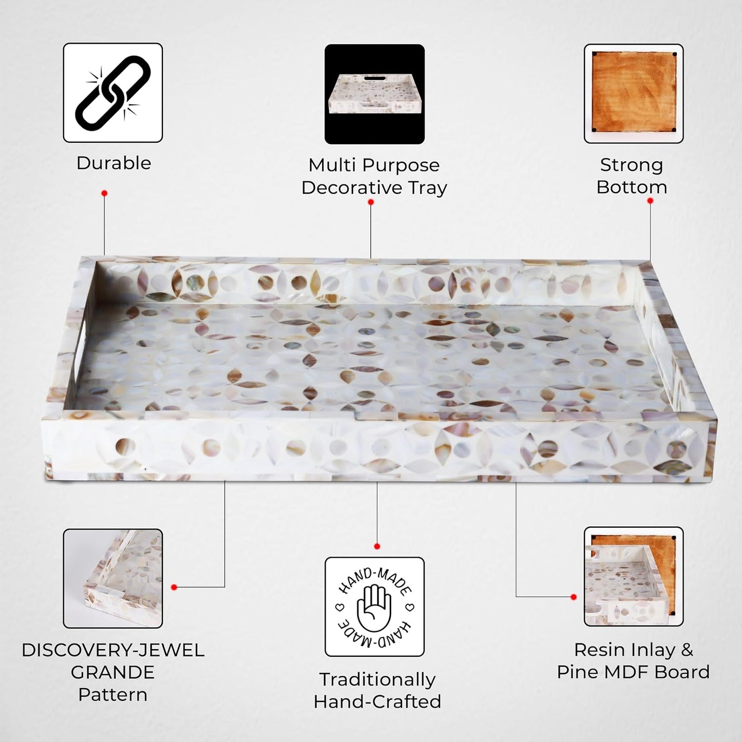 Gift Tray / Serving Tray / 17 x 11 x 2 / Discovery Jewel Grande