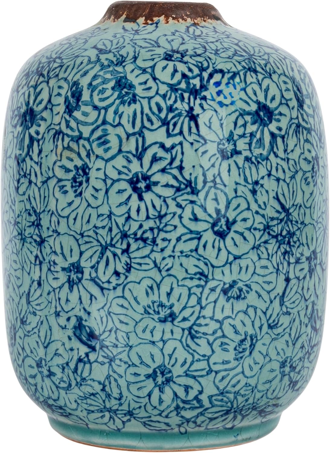 Decorative Round Terra-Cotta Vase / Blue