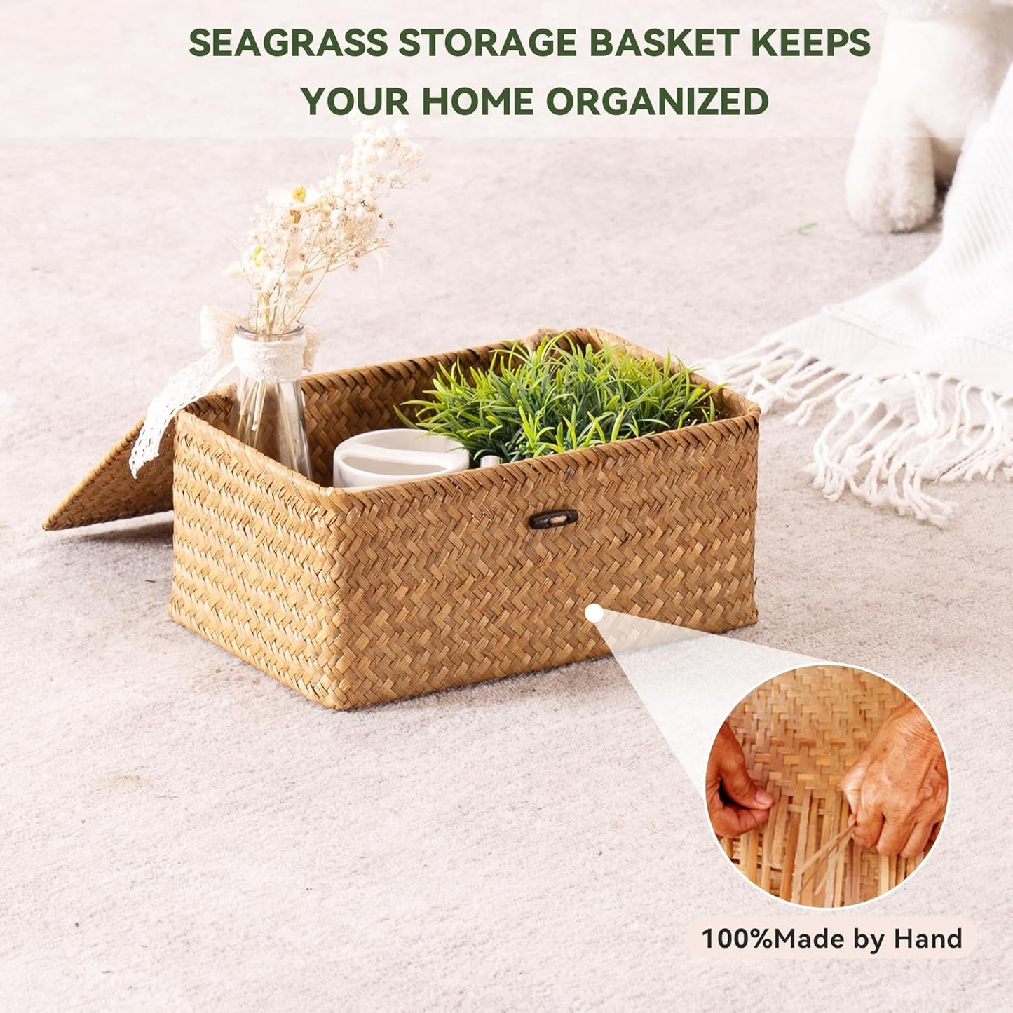Natural Seagrass Bin / Natural* / Set of 3