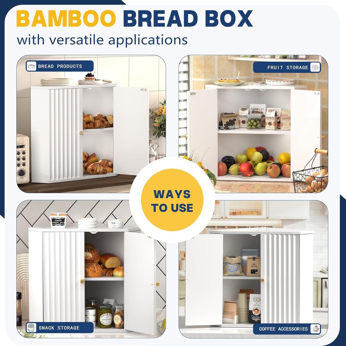 Corner Bread Box for Kitchen Countertop, Large Bread Storage Container, Double Layer Breadbox for Homemade Bread
