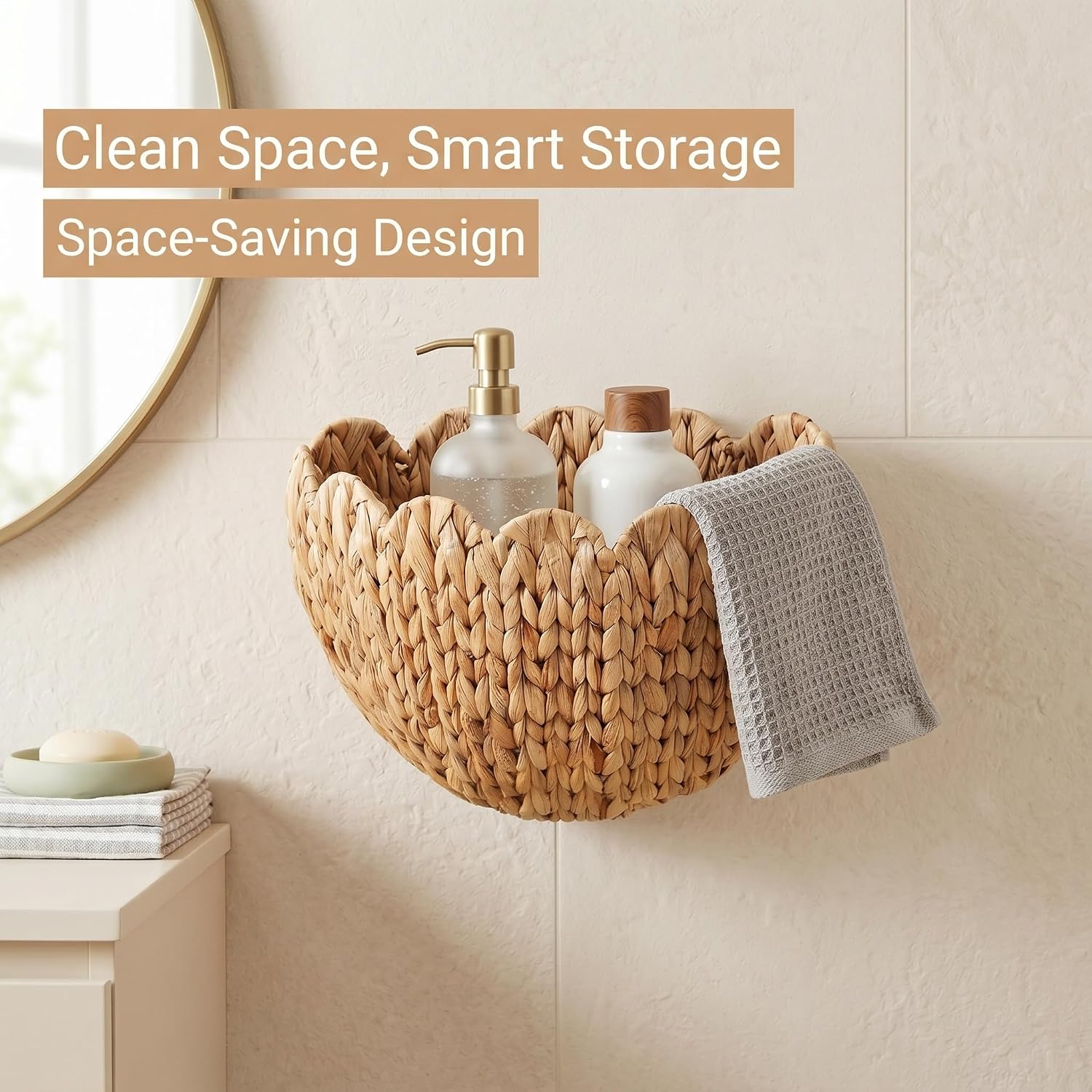 Scalloped Wall Baskets / Water Hyacinth Woven Wall Planter