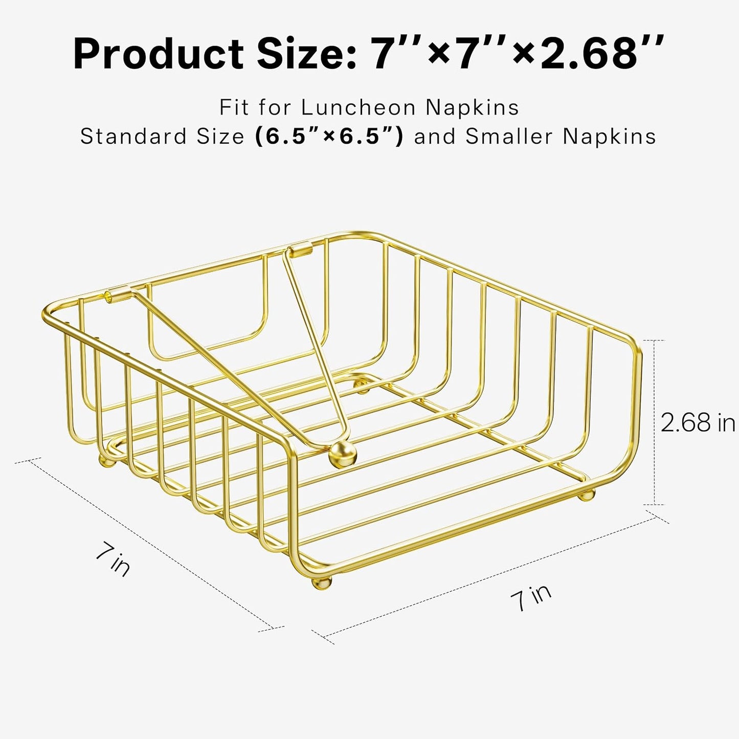 Dinner Metal Flat Napkin Holders for Paper Napkins / Gold / Luncheon