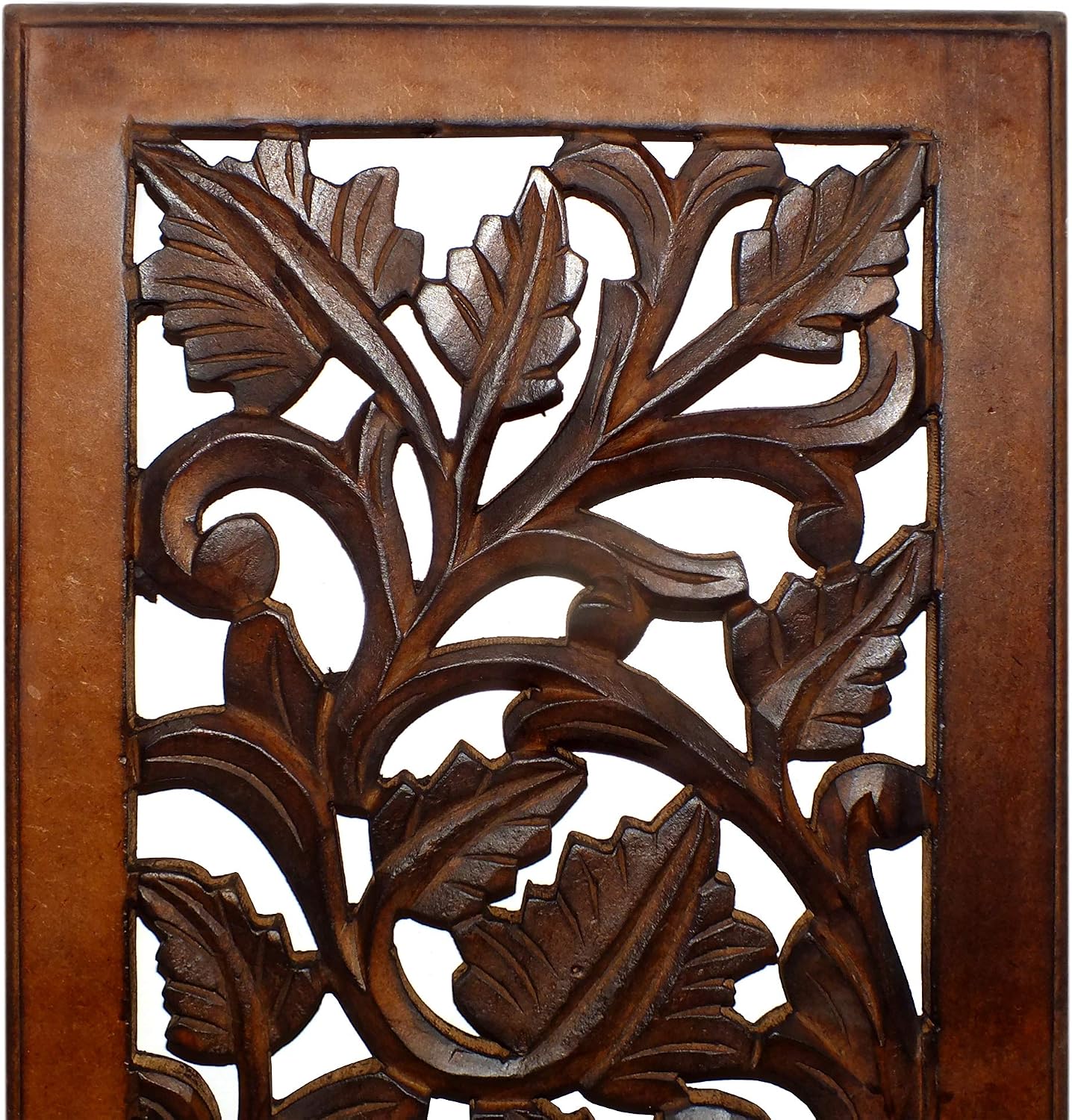 Benjara Hand Crafted Mango Wood Wall Panel / 12"L x 1"W / Brown