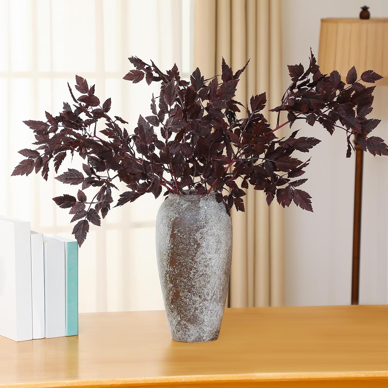 Artificial Cimicifuga Plant Leaf Spray Faux Plum Cimicifuga Ramosa Leaf / 32 Inches / Set of 3