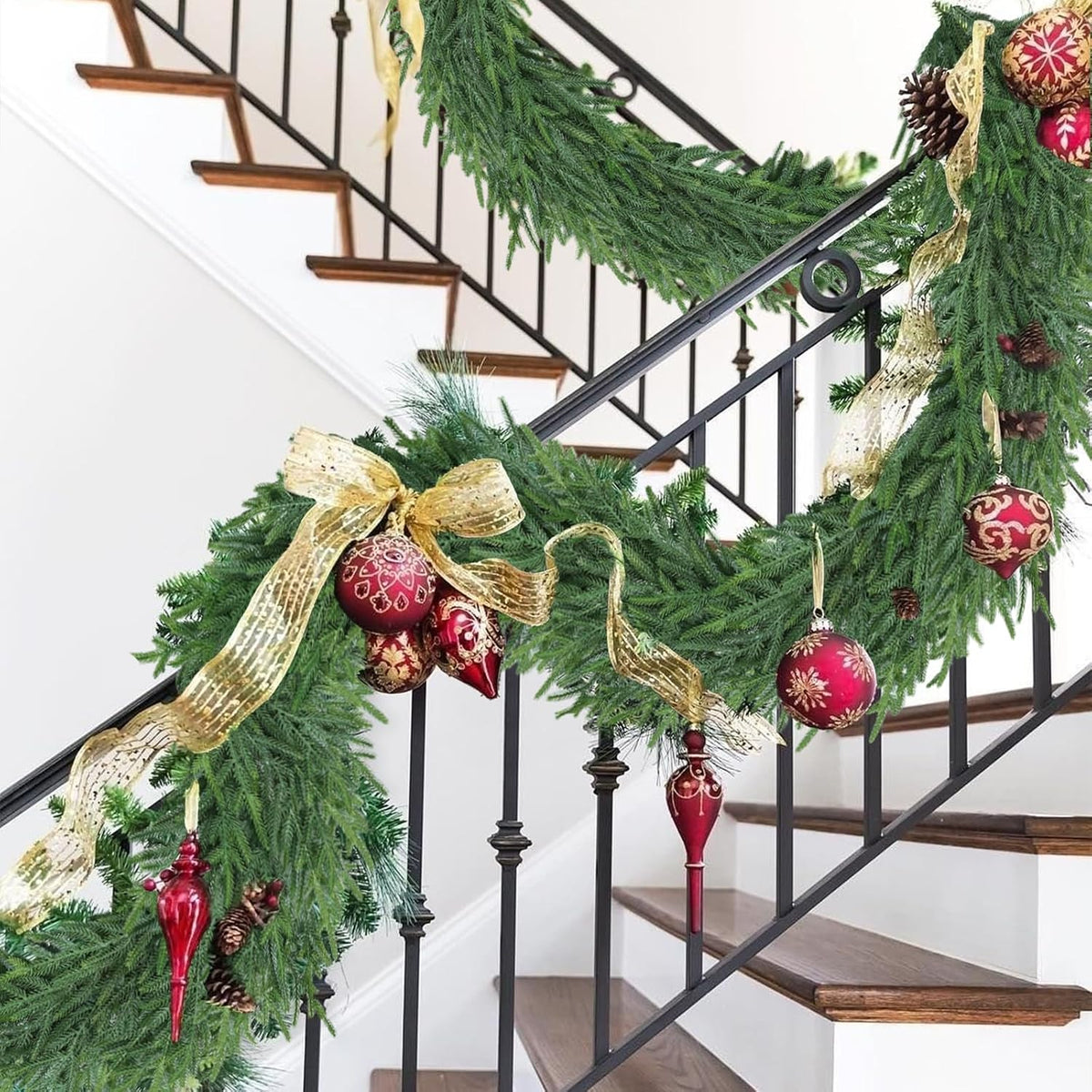 Artgar 24Ft (4 * 6ft) Christmas Pine Garland, 4 Pcs Real Touch Pine Garland | Artificial Realistic Greenery Garlands