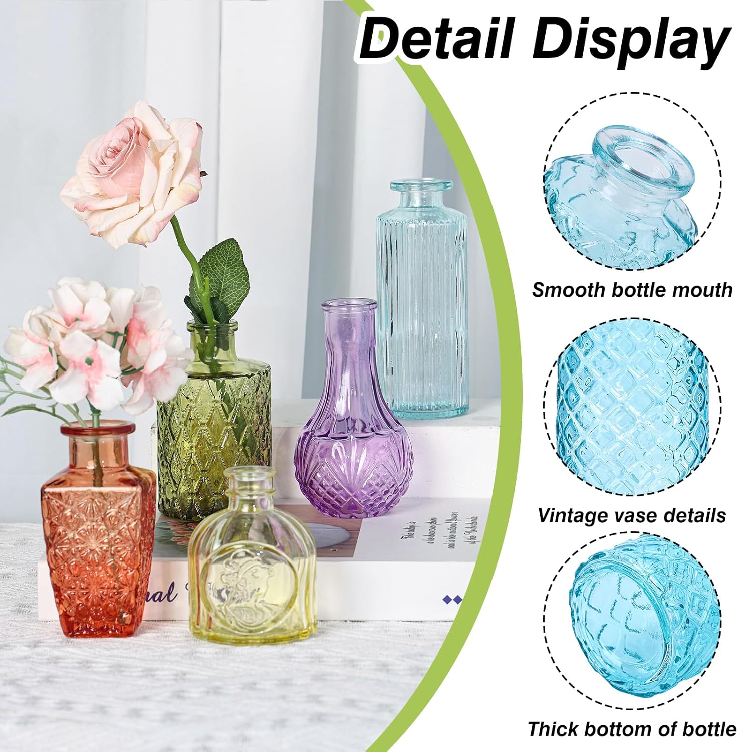 Glass Bud Vase Set / Colorful / Set of 36
